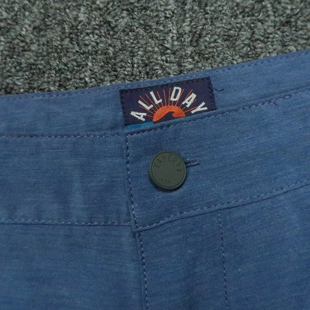 Faherty All Day Shorts Mens 42 Blue Chino‎ Stretch Zip Pocket Lightweight